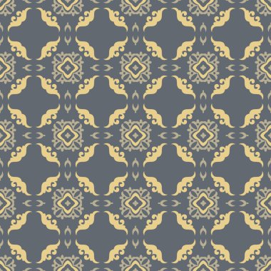 Orta Asya 'daki göçebelerin kusursuz Asya modeli. Göçebe etnik damgası. Asya süslemeleri.