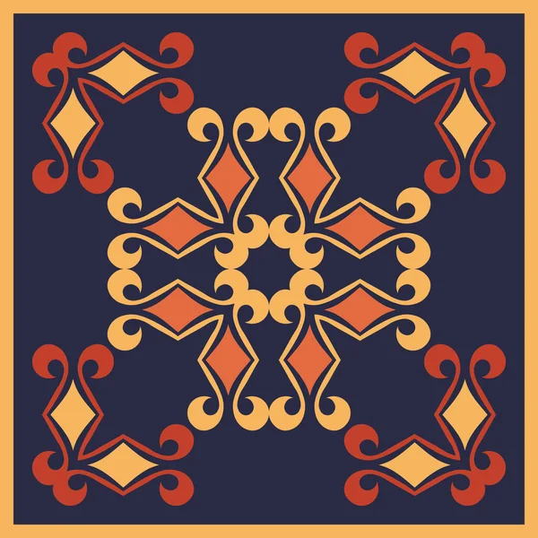 Ornament Ethnischen Stil Quadratische Muster Abstrakte Florale Muster Ornamentale Arabesken — Stockvektor