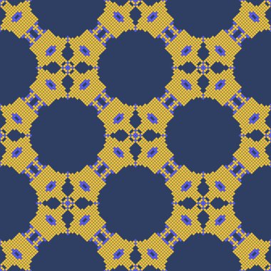 Kare piksel mozaiğiyle dekoratif desen. Süs. Soyut çiçek dokusu tasarımları arka planlar, tekstil, duvar kağıtları, hediye ambalajları, şablonlar ve fayanslar için kullanılabilir. Vektör