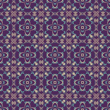 Vektör çiçekli süslemesiz desen. Vektör illüstrasyonu arka planlar, motifler, tekstil, duvar kağıtları, kumaşlar, hediye ambalajları, şablonlar için kullanılabilir. Albüm için tasarım kağıdı. Vektör.