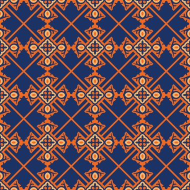 Etnik tarzın dekoratif, kusursuz deseni. Süslü tasarımlar özgeçmiş, motifler, tekstil, duvar kağıtları, kumaşlar, şablonlar için kullanılabilir. Albüm için tasarım kağıdı. Vektör.