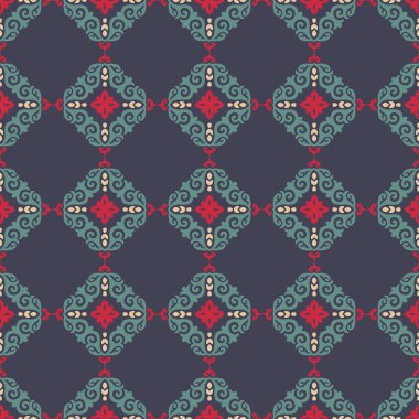 Dekoratif Asyalı Halkın Kusursuz Örnekleri. Asyalı Göçebelerin Süsü: Kırgız, Kazak, Beşir, Tatar, Yakut, Moğol. Kağıt Ürünleri, Tekstil Etnik Vektör İllüstrasyonu.