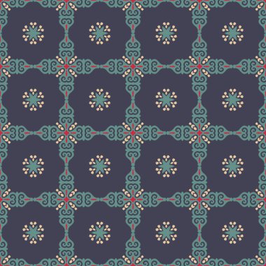 Dekoratif Asyalı Halkın Kusursuz Örnekleri. Asyalı Göçebelerin Süsü: Kırgız, Kazak, Beşir, Tatar, Yakut, Moğol. Kağıt Ürünleri, Tekstil Etnik Vektör İllüstrasyonu.