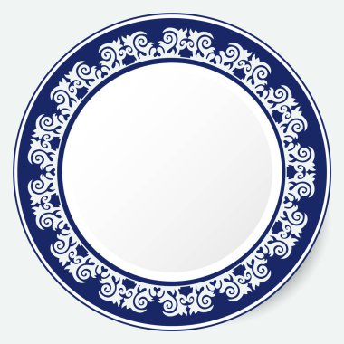 Yuvarlak çerçeve, tasarımın için bir çalışma. Kazak, Kırgız, Özbek 'in süs eşyaları ve motifleri, plaka, tekstil ve baskı tasarımı için ulusal Asya dekoru. Çember çerçeve. Vektör. 