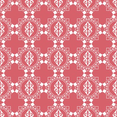 Orta Asya ve Kırgızistan 'daki göçebelerin kusursuz Asya örneği. Göçebe etnik damgası. Asya süslemeleri.