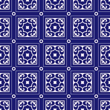 Etnik unsurlu dekoratif, pürüzsüz desen. Kırgız ve Kazak süslemeleri. Arka plan için doku, duvar kağıdı, desen dolguları, kumaşlar, hediye paketi, tekstil. Albüm için tasarım kağıdı. Vektör.