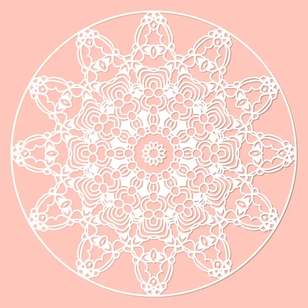 Mandala Napperon Papier Dentelle Motif Gaufré Élément Rond Papier Découpé — Image vectorielle