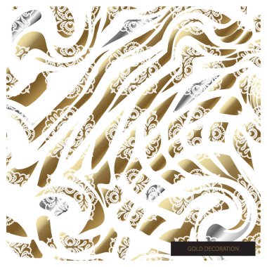 Altın, beyaz ve gümüş çizgili soyut arkaplan, vektör illüstrasyonu