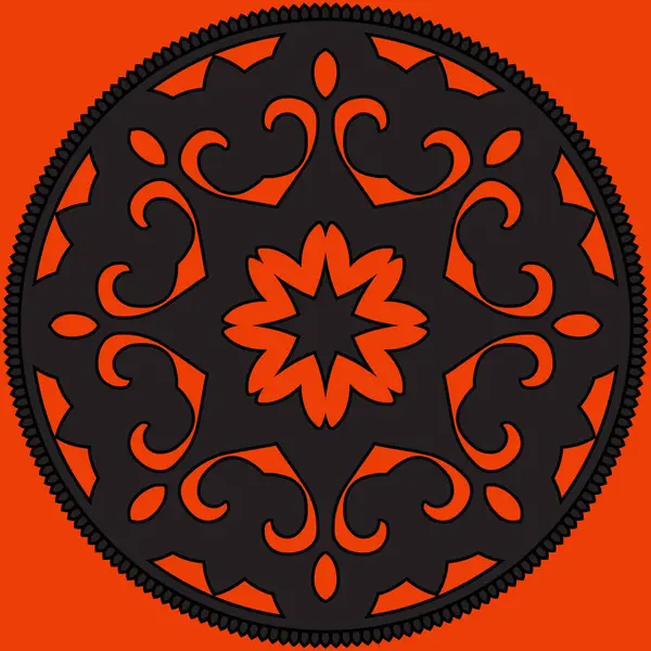 Mandala Motif Sur Fond Orange Élément Décoratif Pour Design — Image vectorielle