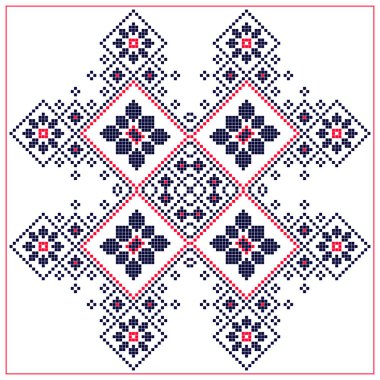 Rus ve Ukrayna tarzında kare vektör deseni. Süs. Dekoratif unsurlarla donatılmış. Etnik, halk, geleneksel motifler. Duvar kağıdı, tekstil, ambalaj, kumaş, tekstil, fayans, fular ve halı için kullanılabilir.