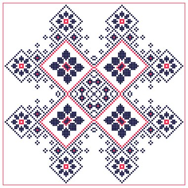 Square vector Pattern in Russian and Ukrainian style. Ornament. Background with decorative elements. Print with ethnic, folk, traditional motifs. Can be used for wallpaper, textile, wrapping, fabric, home textile, tile, scarfe and carpet. clipart