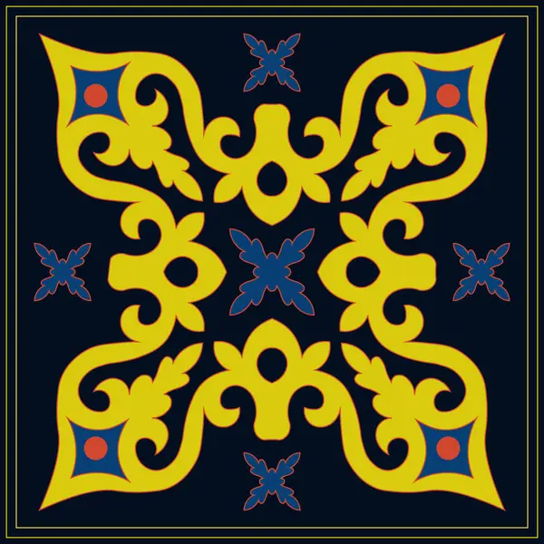 Decorative Square Pattern Workpiece Your Design Ornamental Elements Motifs Kazakh — Stock Vector