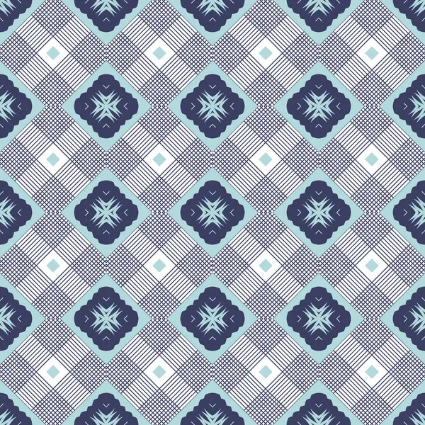 Patrón Ilustrado Sin Costuras Hecho Elementos Abstractos Azul Blanco — Vector de stock