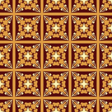 Dekoratif Asyalı Halkın Kusursuz Örnekleri. Asyalı Göçebelerin Süsü: Kırgız, Kazak, Beşir, Tatar, Yakut, Moğol. Kağıt Ürünleri, Tekstil Etnik Vektör İllüstrasyonu.