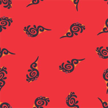 Dekoratif Asyalı Halkın Kusursuz Örnekleri. Asyalı Göçebeler Tarzı: Kırgız, Kazak, Beşir, Tatar, Yakut, Moğol. Kağıt Ürünleri, Tekstil Etnik Vektör İllüstrasyonu.