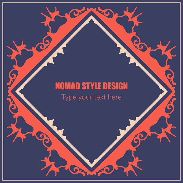 Шаблон для вашего дизайна. Декоративные элементы и мотивы казахского, кыргызского, узбекского, национального азиатского декора для упаковки, коробок, баннеров и полиграфического дизайна. Вектор. Кочевник.