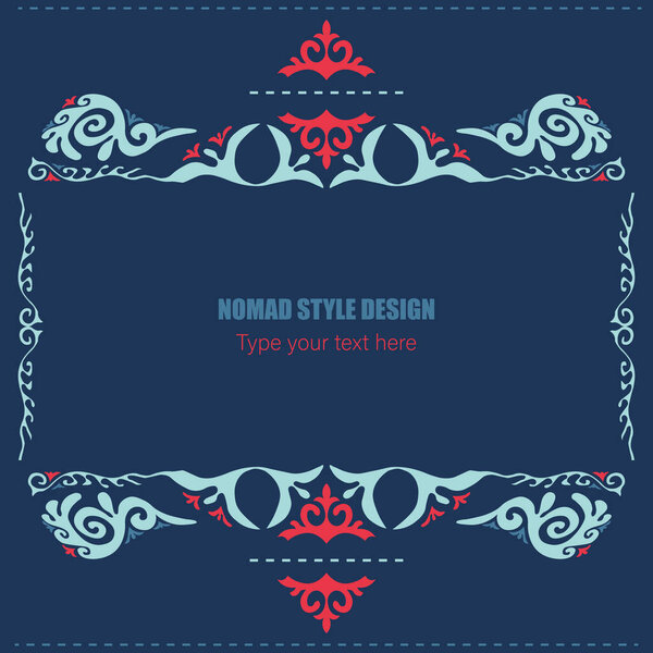 Template for your design. Ornamental elements and motifs of Kazakh, Kyrgyz, Uzbek, national Asian decor for packaging, boxes, banner and print design. Nomad style. Vector.