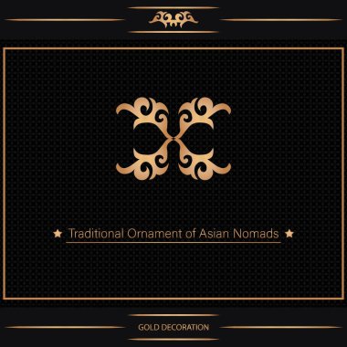 Kazak, Kırgız, Asya dekoru, tekstil, plaka, fayans ve parmak izi tasarımlı dekoratif Asya süslemeleri. Tasarımın için bir eser. Doğulu altın desenli.