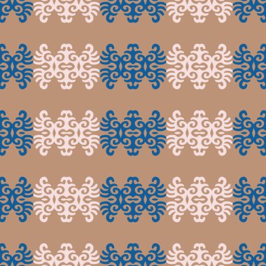 Dekoratif Asyalı Halkın Kusursuz Örnekleri. Asyalı Göçebelerin Süslemeleri: Kırgız, Kazak, Beşir, Tatar, Yakut, Moğol. Kağıt Ürünleri, Tekstil Etnik Vektör İllüstrasyonu.