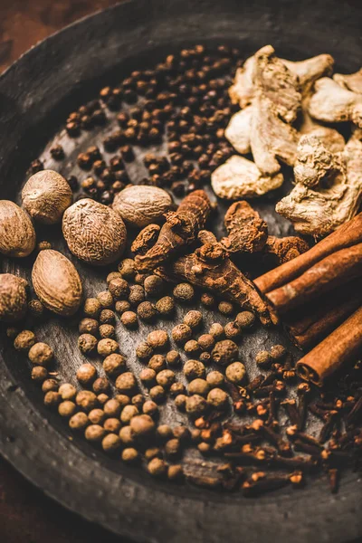 Turkish Seven Spice Yedi Bahar Mix Flat Lay Black Pepper Royalty Free Stock Images