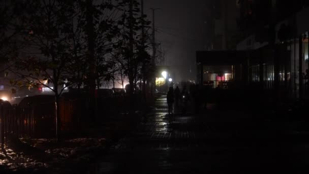 Kyjev Ukrajina 2022 Město Noci Během Výpadku Proudu Není Elektřina — Stock video