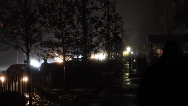 Kiev Oekraïne 2022 Stad Nachts Tijdens Blackout Geen Elektriciteit Straatverlichting — Stockvideo