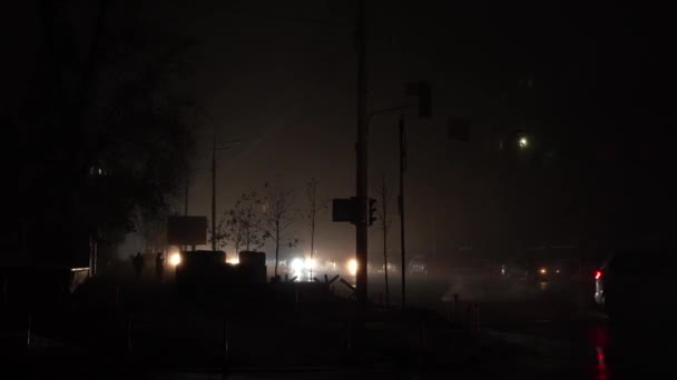 Kiev Ukraina 2022 Staden Natten Blackouten Finns Ingen Och Gatubelysning — Stockvideo