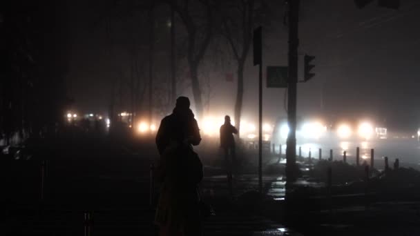 Κίεβο Ουκρανία 2022 Πόλη Νύχτα Κατά Διάρκεια Του Μπλακάουτ Δεν — Αρχείο Βίντεο