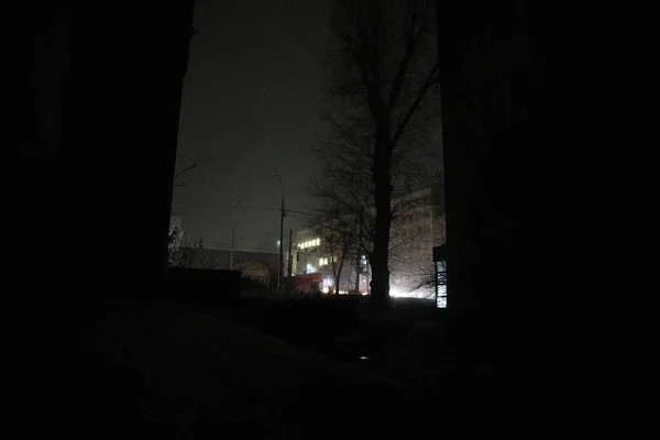 Kijów Miasto Zaciemnieniu Rosyjskim Ataku Rakietowym Miasto Bez Prądu Energii — Zdjęcie stockowe