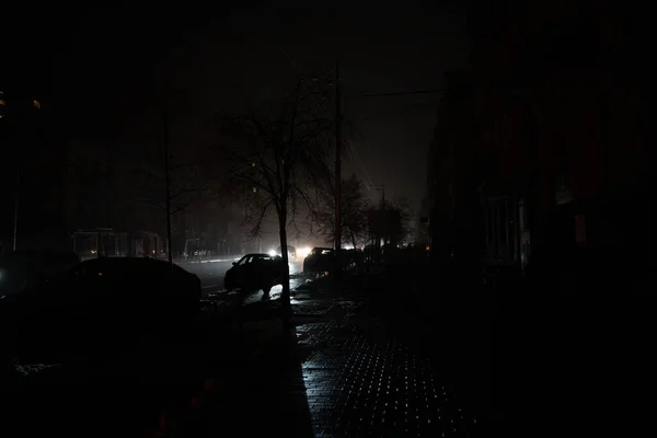 Kyiv City Blackout Russian Missile Attack Town Power Electricity — Stock Photo, Image