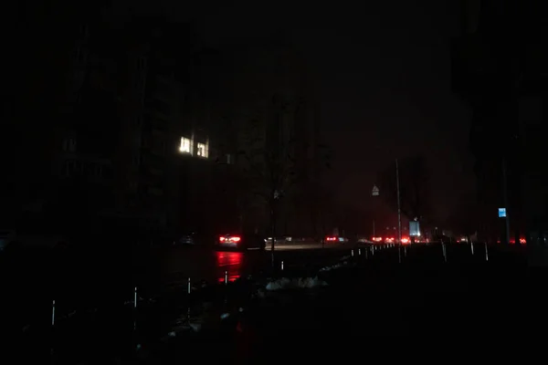 Kyiv Kota Pemadaman Setelah Serangan Rudal Rusia Kota Tanpa Listrik — Stok Foto