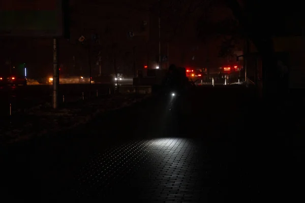 Kiev Blackout Dopo Attacco Missilistico Russo Città Senza Elettricità Senza — Foto Stock
