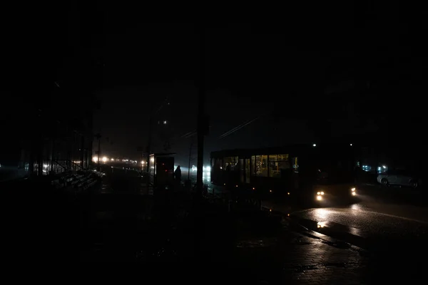 Kiev Blackout Dopo Attacco Missilistico Russo Città Senza Elettricità Senza — Foto Stock