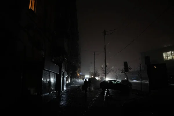 Kyiv City Blackout Russian Missile Attack Town Power Electricity — Stock Photo, Image