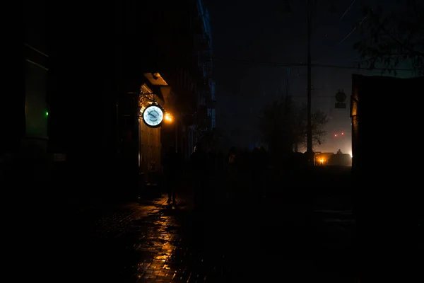 Kiev Panne Électricité Après Une Attaque Missile Russe Ville Sans — Photo