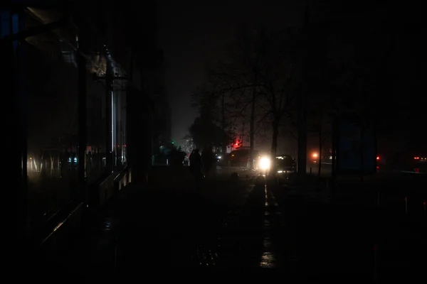 Ciudad Kiev Apagón Después Del Ataque Con Misiles Rusos Ciudad — Foto de Stock