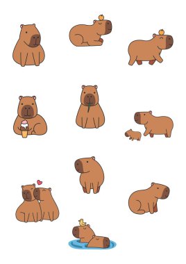 Şirin Capybara vektör illüstrasyonu