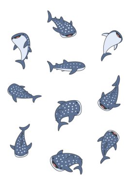 Şirin balina köpekbalığı vektör illüstrasyonu