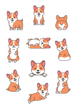 Tatlı çizgi film Corgi çizimi