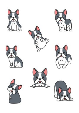 Tatlı Fransız buldog çizimleri.