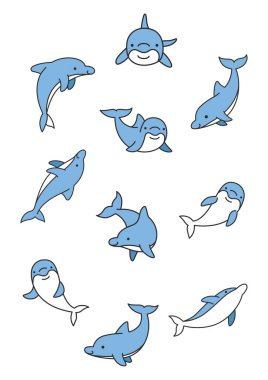 Sevimli yunus vektör çizim