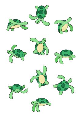 sevimli kaplumbağa illüstrasyon vektör