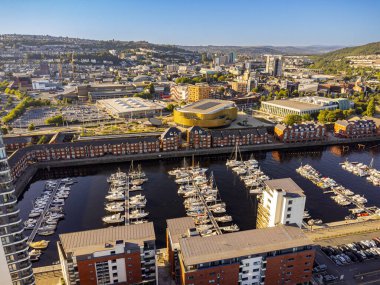 11.08.2022, Swansea, Glamorgan, Wales Aerial views of Swansea Marina clipart