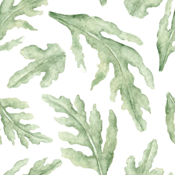 Gyengéd Zöld Zökkenőmentes Akvarell Minta Mák Levelek Kézzel Rajzolt Botanikai — Stock Fotó