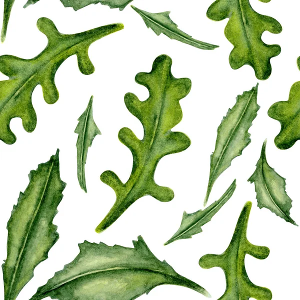 Várias Folhas Verdes Padrão Sem Costura Aquarela Molhado Molhado Folhas — Fotografia de Stock