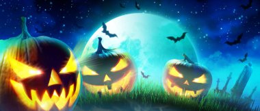 Ürkütücü bir gecede balkabağıyla Cadılar Bayramı.