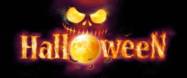 Cadılar Bayramı Korkunç Suratı. Güzel sonbahar kompozisyonu.