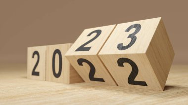 2023 Yeni Yıl Festivali için yaratıcı tasarım konsepti. 3d illüstrasyon