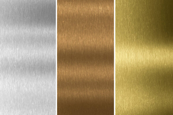 Алюминиевые, бронзовые и латунные стежки текстур. 3d-рендеринг