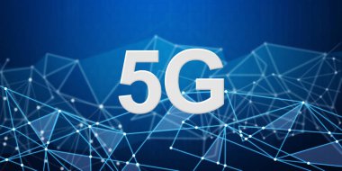 5G Fast speed wireless internet connection and technology concept. 3d illustration